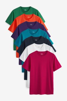 Green/Orange/Purple/Blue/Navy/White/Pink - Lot de 7 coupe regular - Lot de t-shirts (A48468) | €37