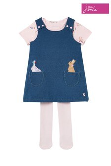 Joules Baby Girls Miya Organically Grown Cotton Pinafore Dress Set Up To 1-24 
