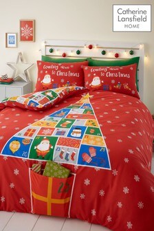 Catherine Lansfield Red Christmas Countdown Duvet Cover and Pillowcase Set