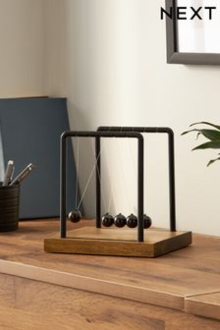 Black Wooden Decorative Newton's Cradle Balance Ball Ornament (A49428) | $72