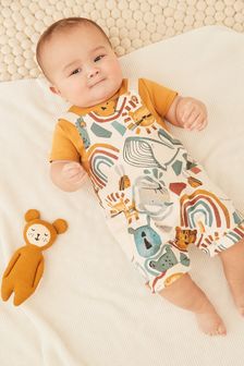 Brown/Cream Safari Animals Baby Jersey Dungarees And Bodysuit Set (0mths-2yrs) (A49460) | 19 € - 21 €