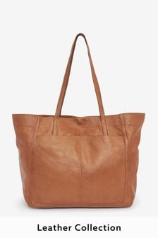 Tan Brown Tan Brown Leather Shopper Shoulder Bag (A49687) | $104
