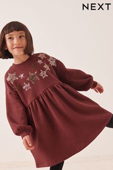 Chocolate Brown Sequin Cosy Long Sleeve Dress (3-16yrs) (A49931) | €14 - €19