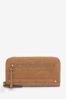 黃褐色棕色 - 鉚釘及拉鍊設計錢包 (A49950) | NT$640