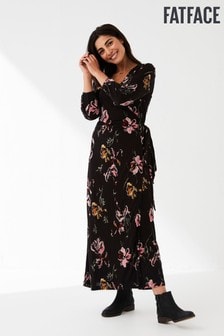 FatFace Rachel Black Floral Wrap Jersey Dress (A50416) | ₪ 277