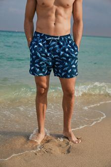 Navy Blue Shark Printed Swim Shorts (A50417) | kr177
