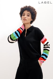 Label Collection Womens Multicolour Stripe Sleeve Polo Knit Jumper (A50432) | 101 €