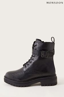 Monsoon Brogue Leather Stomper Boots