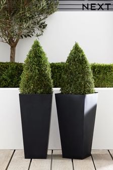 Set of 2 Grey All Weather Metal Planters (A50808) | $201