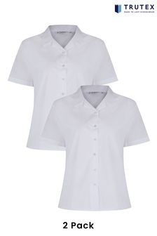 Trutex White Short Sleeve Rever Blouse 2 Pack (A50976) | €24 - €28