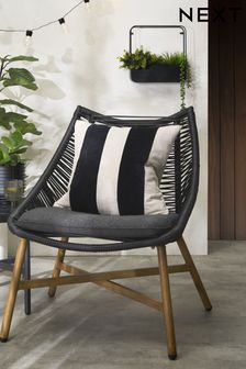 Monochrome Cotton Velvet And Linen Blend Stripe Square Cushion (A52008) | 26 €