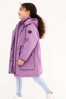 Lilac Purple Shower Resistant Parka Coat (4-12yrs) (A52032) | 65 € - 71 €