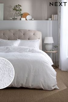 White Heart Embossed Duvet Cover and Pillowcase Set (A52230) | $46 - $94