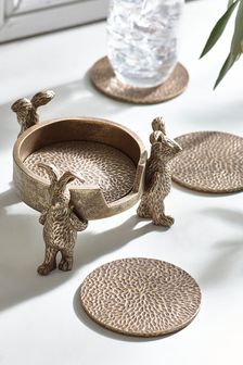 Set of 4 Rabbit Coasters In Holder (A52640) | $26