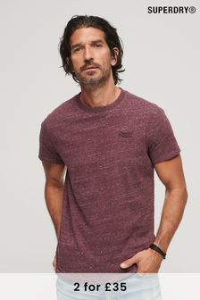 Superdry Burgundy Heather Organic Cotton Vintage Embroidered T-Shirt (A52738) | $25