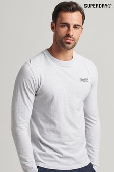 Superdry Light Grey Vintage Logo Embroidered Long Sleeve Top (A52779) | €36