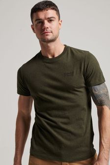 Superdry Khaki Marl Organic Cotton Vintage Embroidered T-Shirt (A52845) | SGD 39