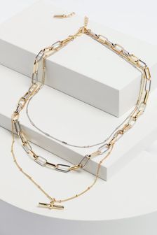 T-Bar Multi Layer Chain Necklace
