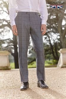 Szary - Regular Fit Signature Empire Mills 100% Wool Check Suit: Trousers (A52964) | 214 zł