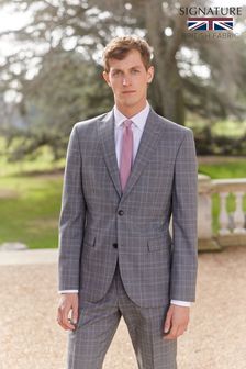 Grey Regular Fit Signature Empire Mills 100% Wool Check Suit: Jacket (A52965) | €79