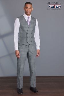 Grey Signature Empire Mills 100% Wool Check Suit: Waistcoat (A52968) | €29 - €35
