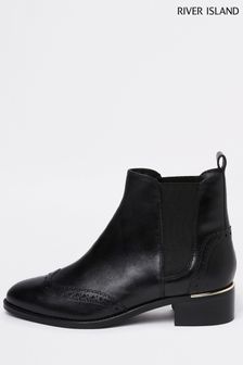 River Island Black Chelsea Brogue Boots (A53307) | 81 €