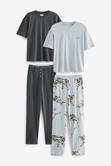 Grey/Tiger 2 Pack Cotton Pyjamas (A53865) | AED142