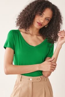 Verde brillante - Camiseta holgada con cuello de pico (A54680) | 11 €