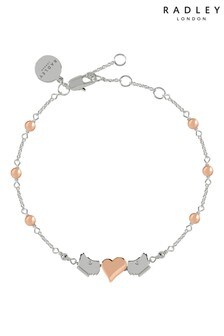 Radley Two Tone Bobble Moving Dog and Heart Charms Bracelet (A54828) | ₪ 163