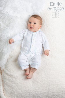 Pijamale tip costum întreg cu imprimeu stele și cu șireturi aplicate albastre Emile et Rose albastre (A54905) | 240 LEI