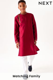 Red Regular Length Embroidered Boys Kurta (3-16yrs) (A54920) | €14 - €19