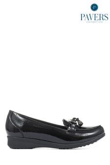 أسود - حذاء بنعل سميك لامع نسائي من Pavers (A54925) | 191 ر.س