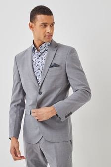 Light Grey Slim Fit Wool Blend Stretch Suit (A54985) | 147 zł