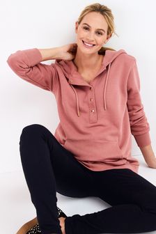 Pink Maternity/Nursing Popper Front Hoodie (A56008) | $40