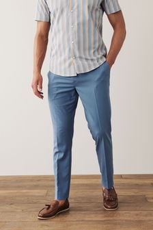 Light Blue Drawstring Stretch Formal Trousers (A56743) | ₪ 76