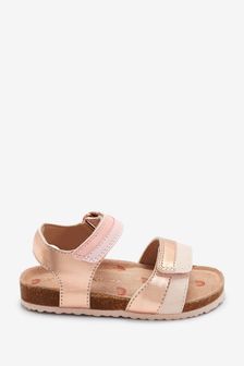 Pink Metallic Stripe Standard Fit (F) Adjustable Strap Corkbed Sandals (A56791) | ₪ 59 - ₪ 67