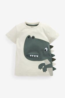 Gris zippé à motif dinosaure - T-shirt avec motif (3 mois - 7 ans) (A56882) | €9 - €12
