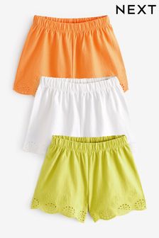 Green & Orange Jersey Broderie Shorts 3 Pack (3mths-8yrs) (A57014) | €9 - €12