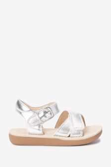 Silver Leather Wide Fit (G) Little Luxe™ Sandals (A57016) | ₪ 78 - ₪ 94