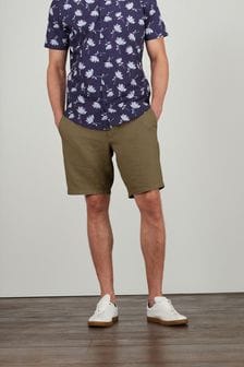 Khakigrün - Shorts aus Leinengemisch mit elastischem Taillenbund (A57058) | 7 €