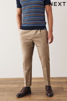 Stone Relaxed Tapered Fit Next Archive Pleated Chinos (A57114) | €14