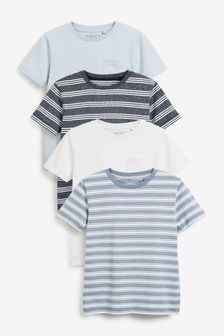 Blues 4 Pack Textured Stripe Short Sleeve T-Shirts (3-16yrs) (A57288) | €20 - €35