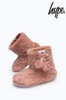 Hype. Girls Faux-Fur Pom Pom Slipper Boots (A57307) | ₪ 107