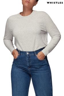 Серый - Серая футболка с длинными рукавами из органического хлопка Whistles (A57343) | €24