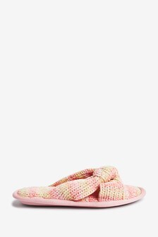 Розовый - Вязаные тапочки-шлепанцы (A57383) | €14 - €18