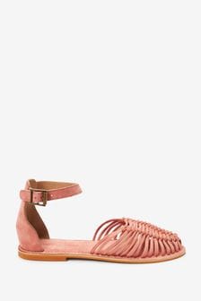 Pink Ankle Strap Huarache Sandals (A57930) | 84 zł