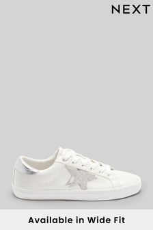 White And Silver Regular/Wide Fit Forever Comfort® Star Lace-Up Trainers (A58080) | TRY 407