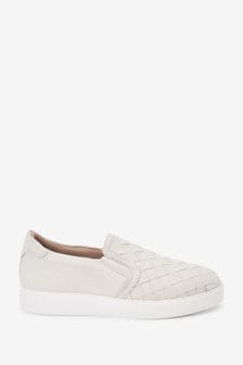 Bone Regular/Wide Fit Signature Weave Slip-On Trainers (A58087) | €21