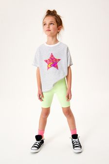 White Stripe Flippy Sequin Star T-Shirt (3-16yrs) (A58088) | €11.50 - €17.50