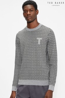 Ted Baker Grey Sprin Ls Patterned Crew Neck (A58161) | $183